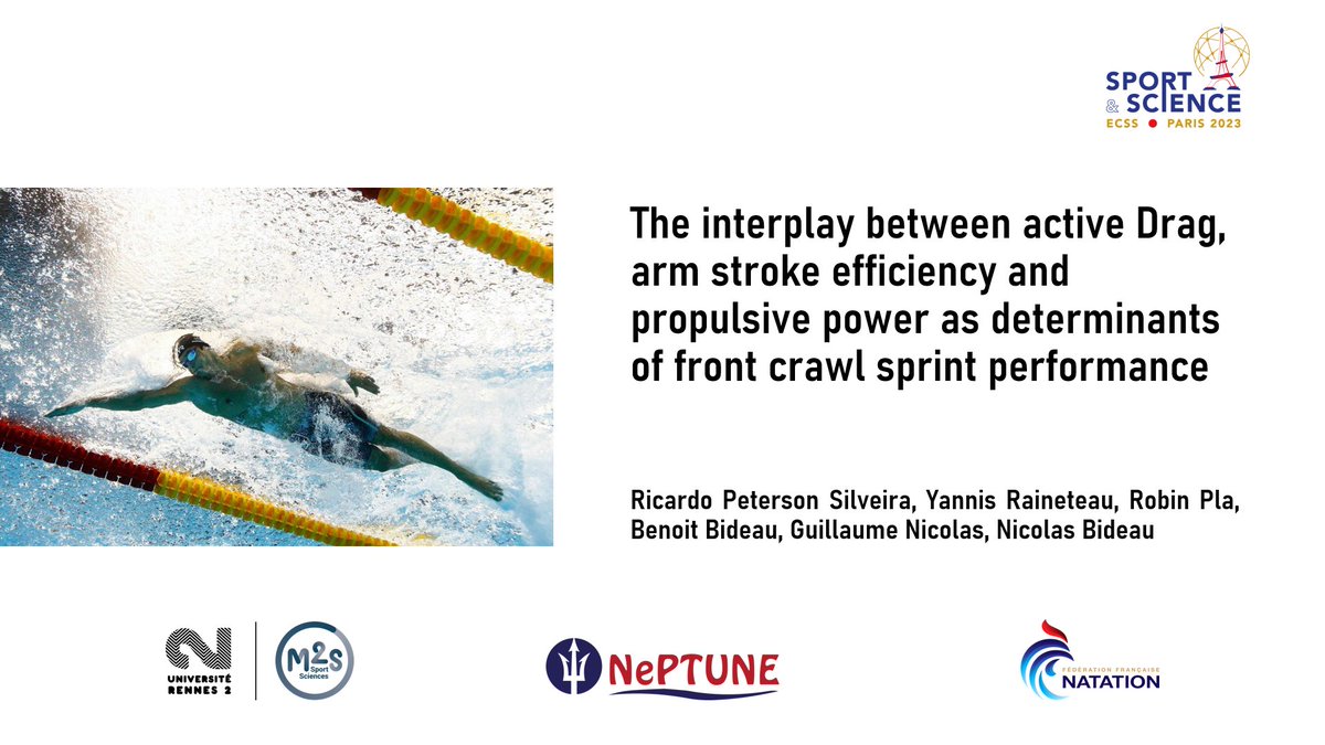 If you're attending the #ECSS2023 this week, I invite you to discuss training and testing in swimming on wednesday afternoon. Our session starts at 1:45 PM, lecture room 342B 🏊‍♂️📈🎯.

À bientôt!
