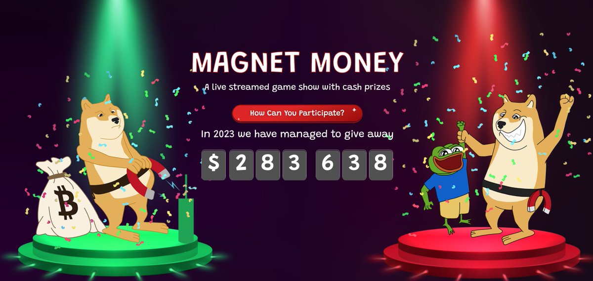 $20,000+ giveaway stream at 11:00 am EST  
  
$500 TO ONE (1) PERSON WHO LIKES + RT + COMMENTS SOMETHING FUNNY

~$284k GIVEN AWAY SO FAR IN 2023

TUNE IN : kick.com/magnetmoney

<a href="/Tradermayne/">Mayne</a> joining as co-host of <a href="/magnetmoneyshow/">Magnet Money 🧲💰</a>

<a href="/CryptoGodJohn/">Johnny</a> joining today as special guest