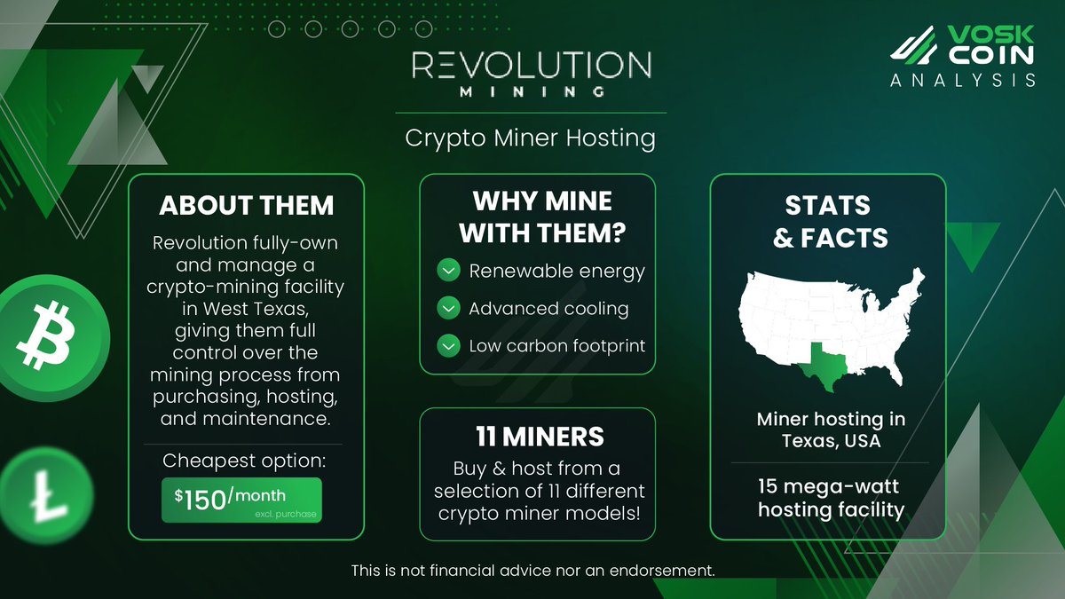 Revolution Mining offers the ability to buy cryptocurrency mining rigs and have them hosted at their mining farm facility, fully managed by them! Learn more here - voskco.in/revoM #btc #ad
