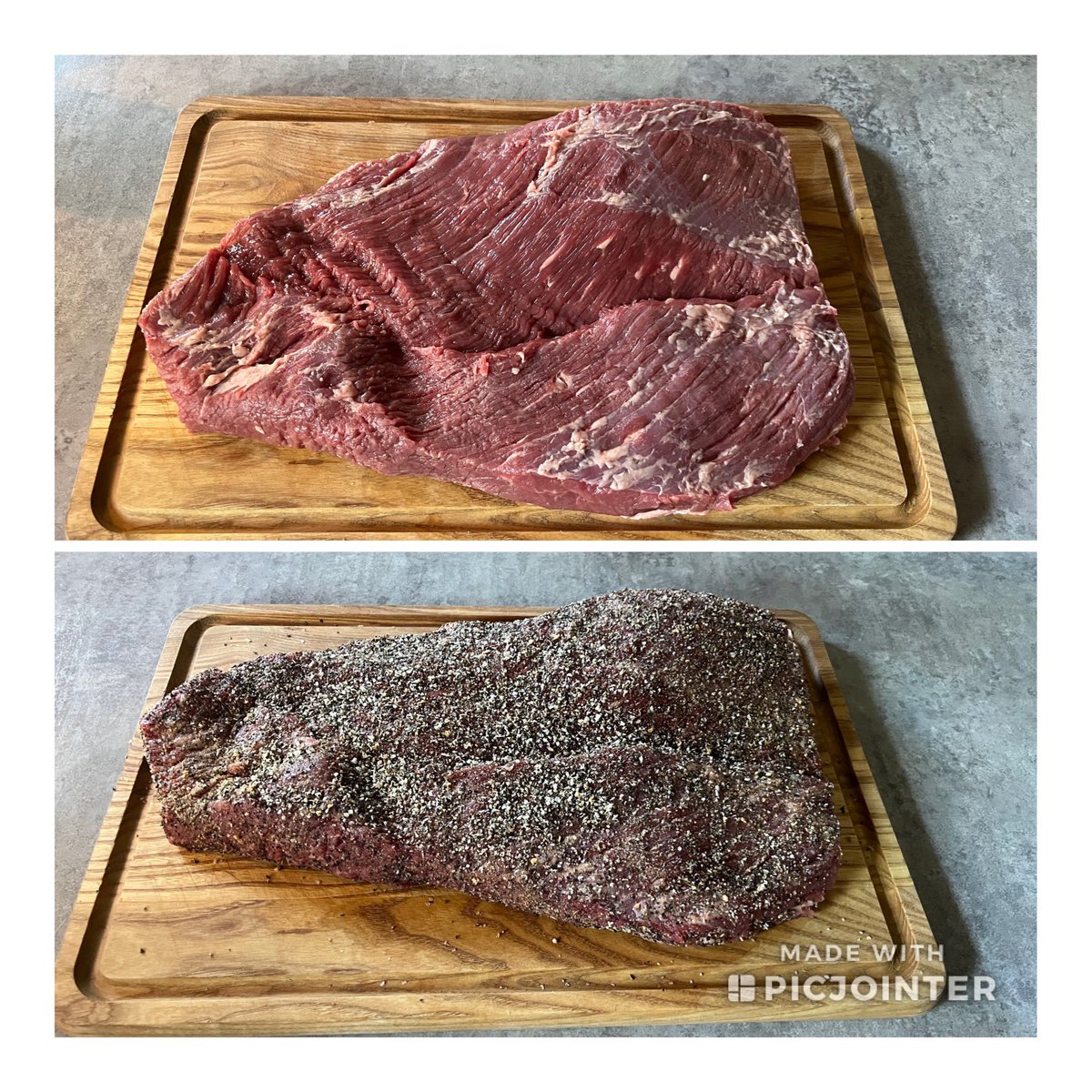 brianspotts57's tweet photo. Trimmed, seasoned, ready for the smoker. What are you are you smoking today? Happy and Safe 4th ya’ll! #BrisketFlat https://t.co/7XzxS9N2E8
