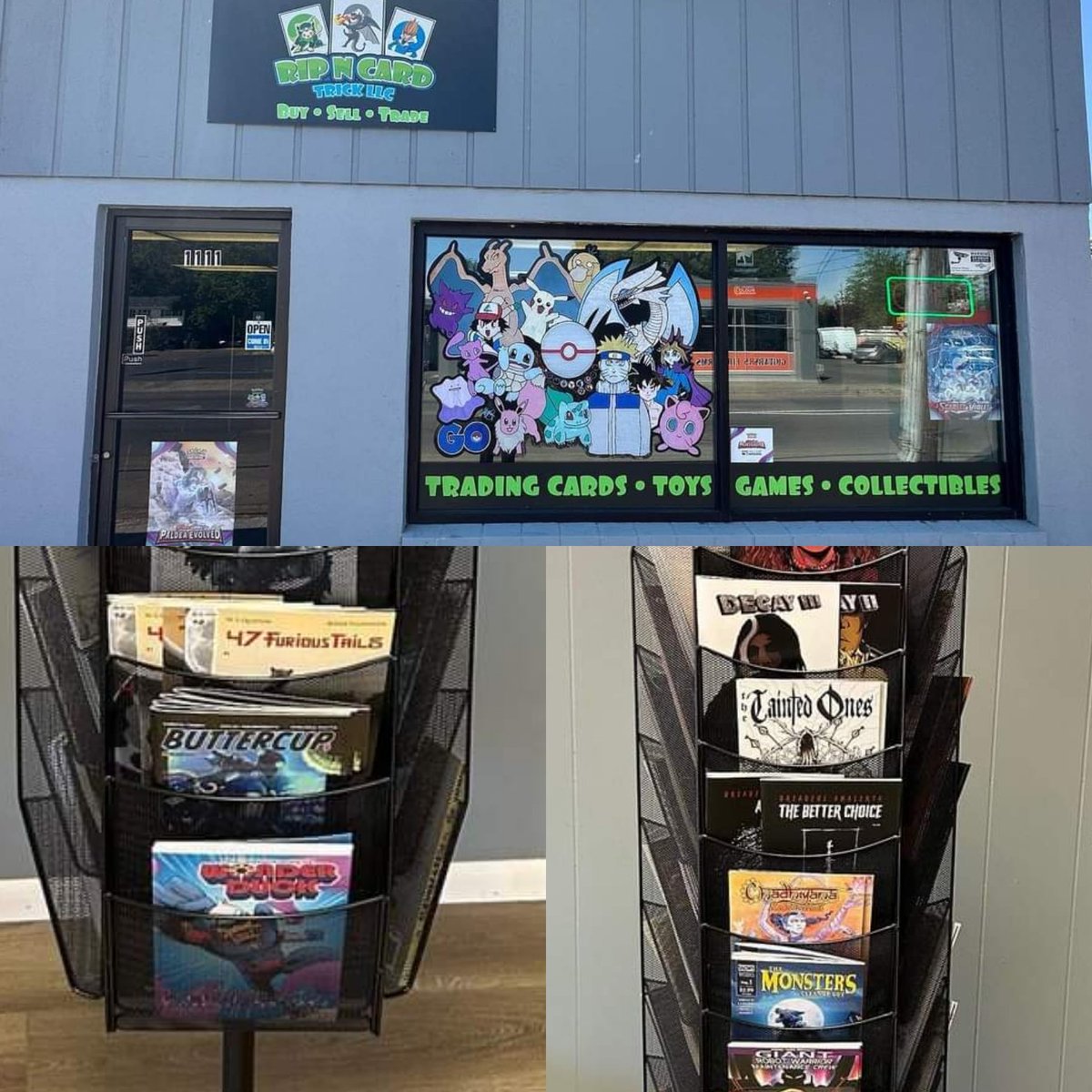 Our comics have arrived in yet another store: @ripncardtrick in OR. Thanks again to @ComicsMain for all the hard work!

#publisher #publishing #DarkFirePress #books #comics #store #shelfspace #spinnerrack #brickandmortar