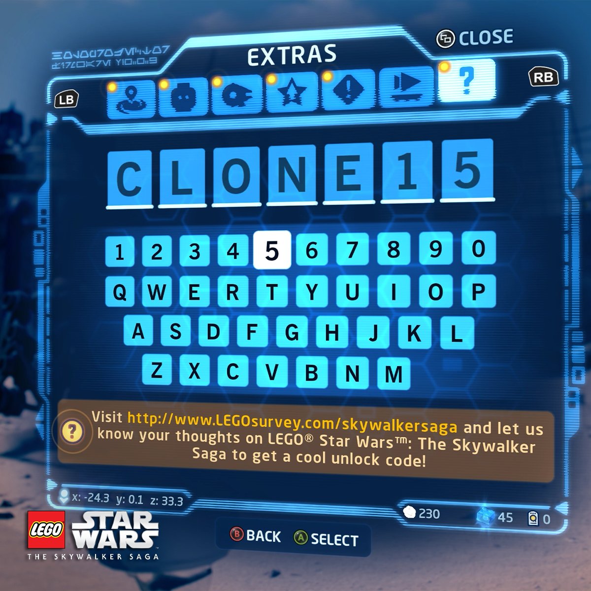 LEGO Star Wars: The Skywalker Saga - All Extras Cheat Codes