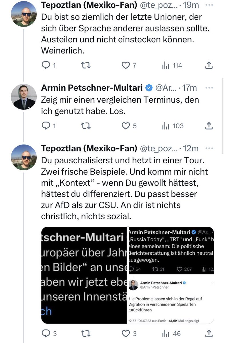 te_poztlan's tweet image. Fragile Männlichkeit in drei Schritten. Prognostiziere: der wird eines Tages AfD-Mitglied. Sprachlich ist er da schon lange angekommen. #Petschner #CSU