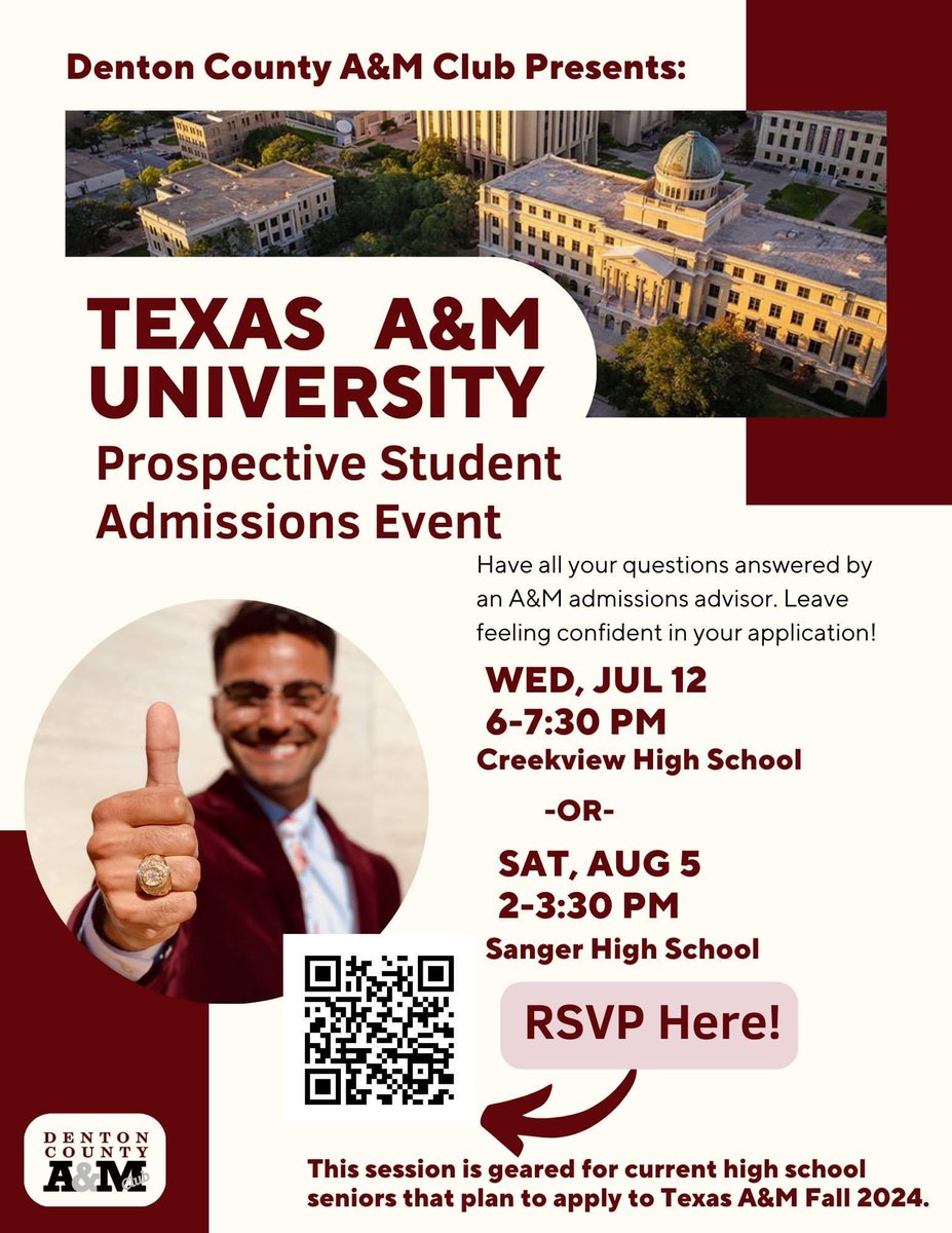 dentoncountyags's tweet photo. Our first admissions event if the fall is 9 days away! Be sure to RSVP today! We can’t wait to see all the prospective students!👍 https://t.co/V1P7aJIdAb