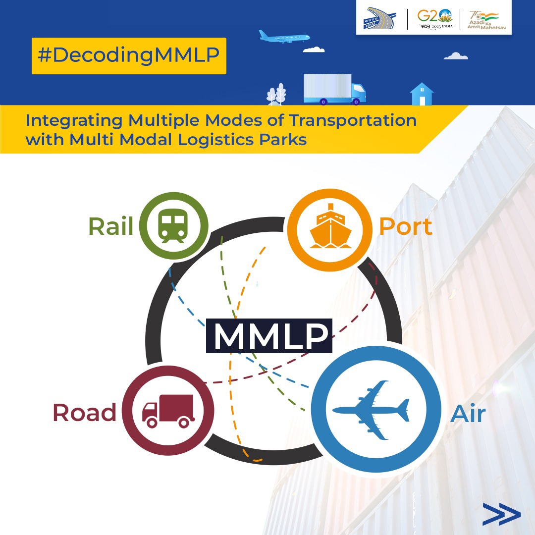 NHAI_Official's tweet photo. Development of multimodal logistics park will improve the logistics efficiency of the country, enabling reduction in logistics costs by integrating multiple modes of transport like road, rail, air, and port.
#NHAI #DecodingMMLP https://t.co/Q2vsn2KgZ0