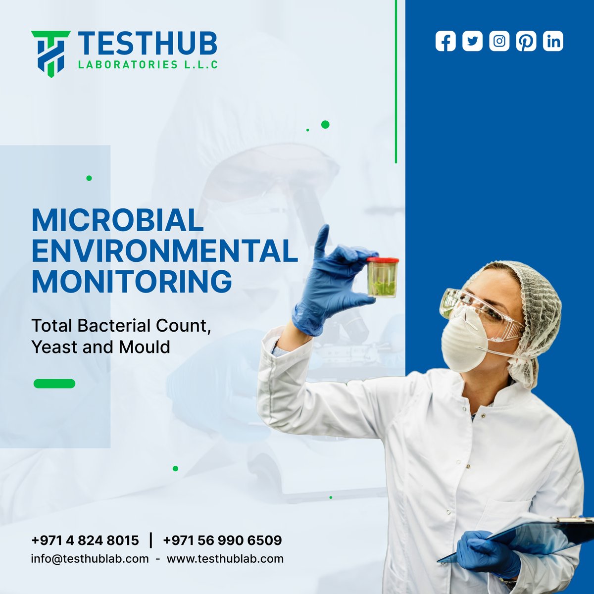 TesthubLab's tweet image. 𝐌𝐢𝐜𝐫𝐨𝐛𝐢𝐚𝐥 𝐄𝐧𝐯𝐢𝐫𝐨𝐧𝐦𝐞𝐧𝐭𝐚𝐥 𝐌𝐨𝐧𝐢𝐭𝐨𝐫𝐢𝐧𝐠 𝐛𝐲 𝐓𝐞𝐬𝐭𝐇𝐮𝐛 𝐋𝐚𝐛𝐨𝐫𝐚𝐭𝐨𝐫𝐢𝐞𝐬 𝐃𝐮𝐛𝐚𝐢, 𝐔𝐀𝐄 

🌐: testhublab.com
📱: +971 4 824 8015, +971 56 990 6509

#MicrobialMonitoring #EnvironmentalMonitoring  #dubai #UAE #microbiological
