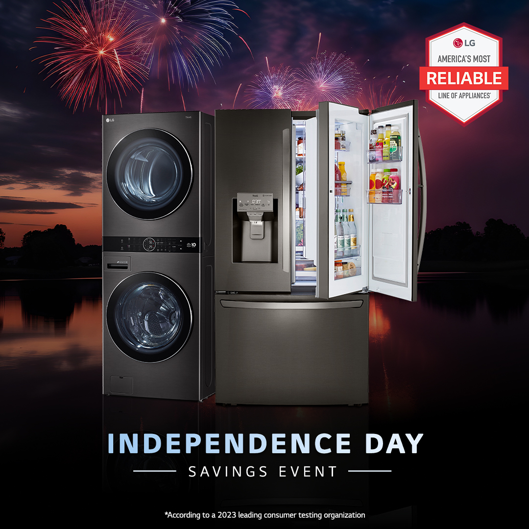 LGUS's tweet photo. Kick back and relax this summer with America’s most reliable line of appliances. 
Enjoy free installation and haul-away on select fridges and laundry.
https://t.co/RFzr6zp2wo https://t.co/Q7tK2cPm0q