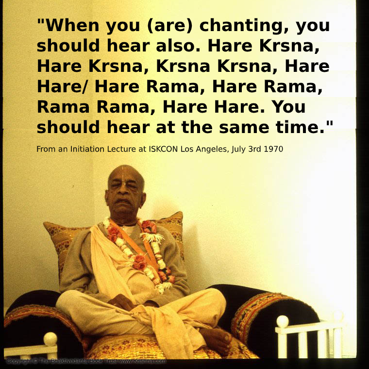 Ch4ntHareKrsna's tweet photo. "When you (are) chanting, you should hear also. Hare Krsna, Hare Krsna, Krsna Krsna, Hare Hare/ Hare Rama, Hare Rama, Rama Rama, Hare Hare. You should hear at the same time."
From an Initiation Lecture at ISKCON Los Angeles, July 3rd 1970 https://t.co/rLe3s7cB57 #HolyNames https://t.co/dKbA4cgLAY