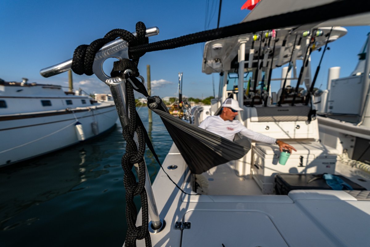 taco_marine's tweet photo. There's a first for everything! @CaptGeorgeGozdz from the hit fishing show Unfathomed, relaxes in his hammock, which is secured by the TACO Transom Cross Tie Cleat XL, comfortably under ShadeFin. 😎
#ShadowInSeconds
#boatshade #shadefin #sunprotection #lounging #hammock #caymas https://t.co/Ilwp4q129d