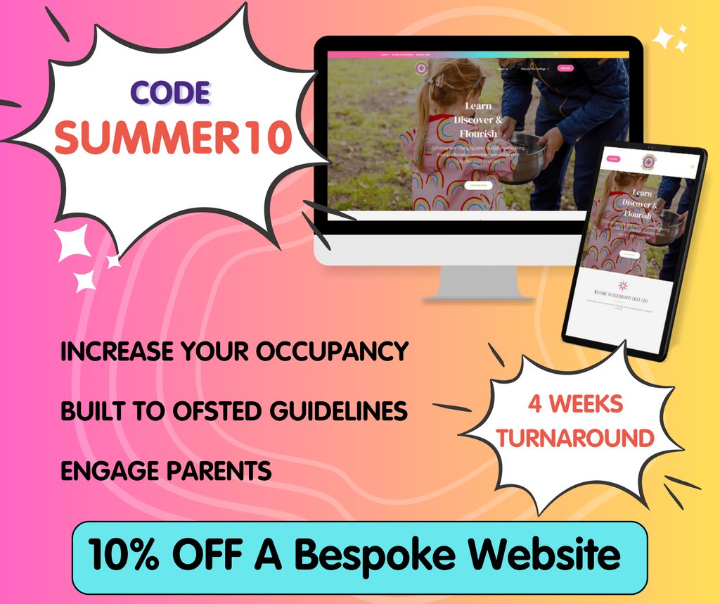 TOO HOT TO MISS! THIS SUMMER, GRAB 10% OFF A BRAND NEW CHILDCARE WEBSITE!

Limited Time Only! Hurry Offer Ends 31st July 2023! Just quote SUMMER10

HELP ME GROW MY BUSINESS - bit.ly/bespokewebsite…

#NurseryWebsites #ChildcareProfessional #ChildcareSetting #PreschoolWebsites