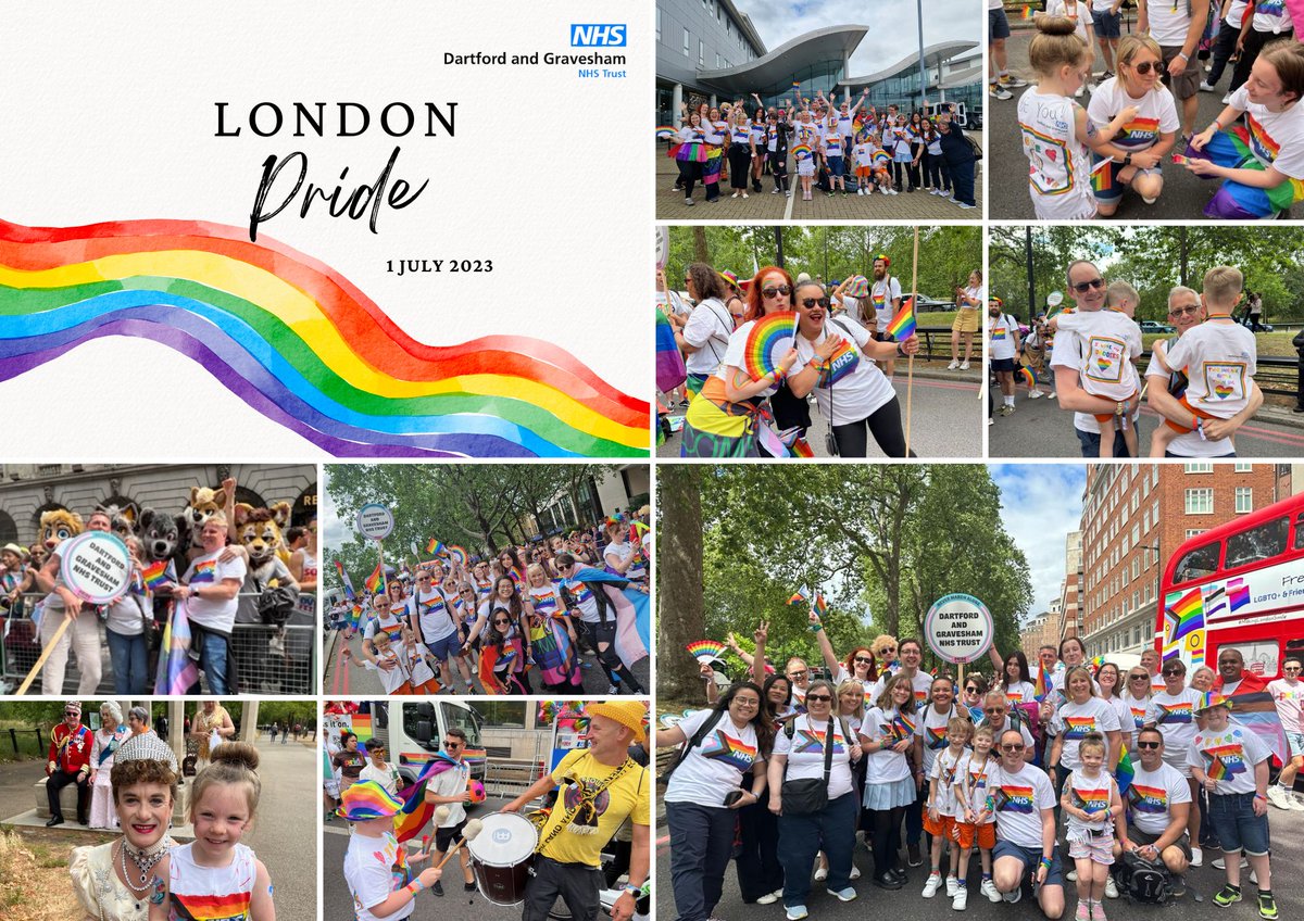On Saturday, 1 July, staff and their family members joined the 35,000 people marching in the annual London Pride event. They were representing Dartford and Gravesham NHS Trust and the NHS.

The day was full of love and pride. Everyone had a wonderful time. #pride