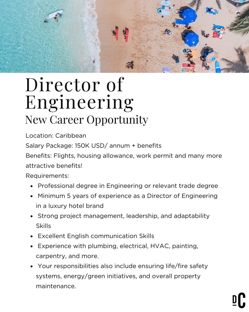 dcglobaltalent's tweet image. #newcareeropportunity
Director of Engineering, Caribbean

Ready to embark on this incredible opportunity? Apply now on our Careers Page! 💼🔗
lnkd.in/gcq4Hqkg
 
#DreamJob #EngineeringDirector #HospitalityCareer #CaribbeanParadise #LuxuryLiving #Hiring