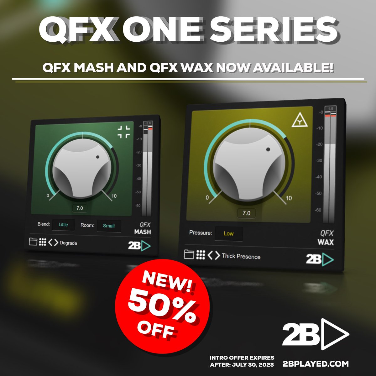 QFX Mash and QFX Wax are now available with a 50% OFF! introductory discount. #plugindeals #sale #vst #audiounit #vstplugins #deals