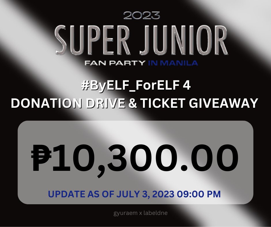DONATION DRIVE UPDATE
as of 7/3/23 9:00PM

Runs from July 2-15.

To donate: bit.ly/byELF4_donate
To join the giveaway: bit.ly/forELF4_join
For status of donations and winners: bit.ly/byELFforELF4

THANK YOU, ELF DONORS! Let's spread the word more! 🙏🏻💙