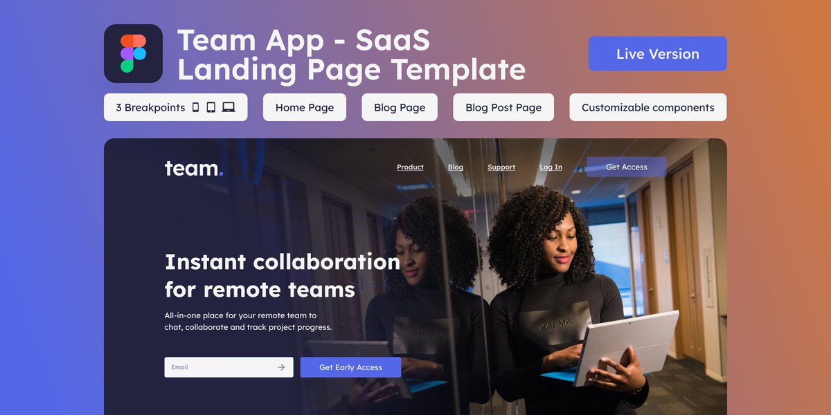 _hurman's tweet photo. Check out Team App - SaaS Landing Page Template by Volodymyr Hurman on @figma: https://t.co/EX3irtLKXL https://t.co/fTKU7Du3I5