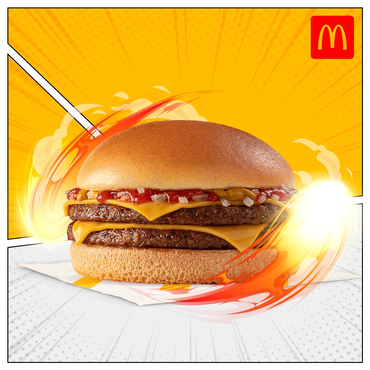 mcdonalds_py's tweet photo. #DobleSabor viene con superpoderes que te salvan del hambre en el momento justo 🤩🦸🏻‍♂️

¿Cuál pedís hoy? ¿La nueva Doble Tasty &amp; BBQ que está a Gs. 15mil o la Hamburguesa Doble con Queso a Gs. 13mil? 🍔 https://t.co/MRiE5iit8l