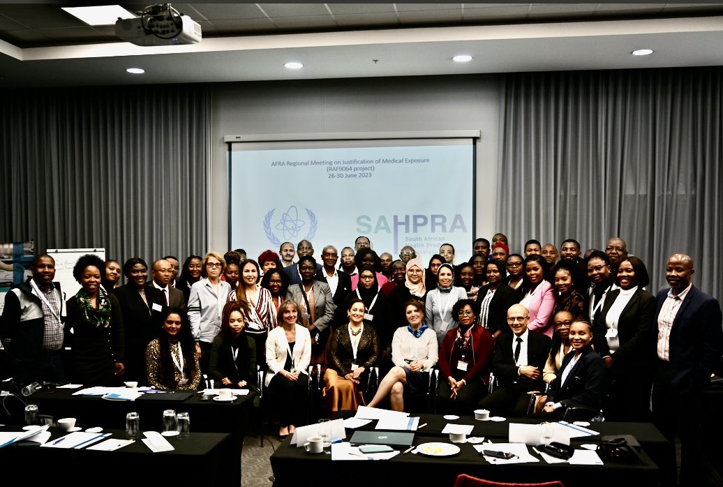LetteMiriam's tweet photo. Regional Mtng on Justification of Medical Exposure, IAEA Regional Project RAF9064: Improving the Capabilities of States in Radiation Protection of Patients (AFRA), 26-30 Jun 2023, Pretoria. #iaea #NAHU #NA #TC #RPOP 
Nominees from 19 African countries. https://t.co/ofUYFaK8Fa