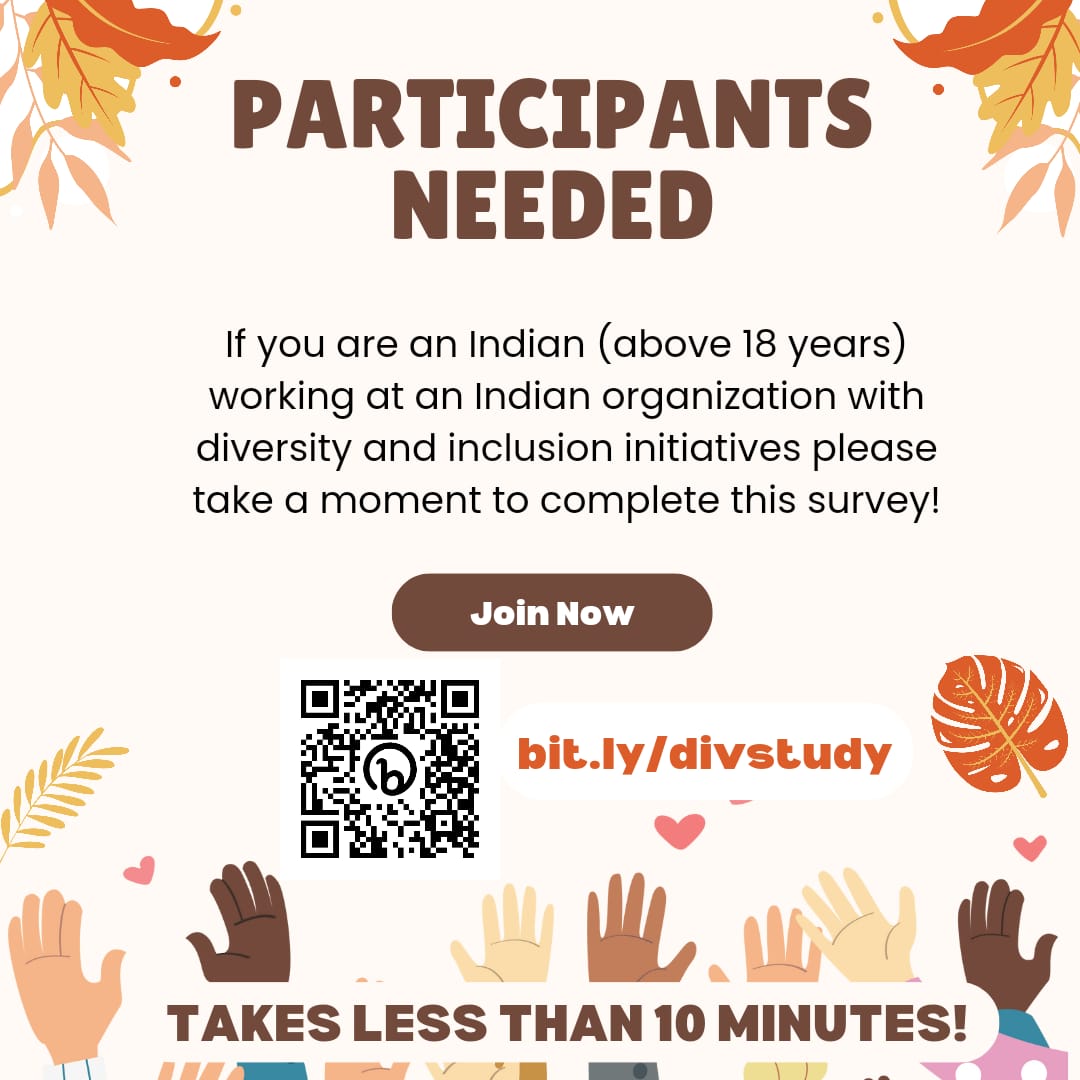 📢 Diversity Study 🌍

Join our brief study on workplace experiences! Share your insights about your organization with us. Participation is voluntary and data will remain confidential.

Takes &lt;10 mins 🙌

Study Link: bit.ly/divstudy

DM for any queries 🌻
#AcademicTwitter