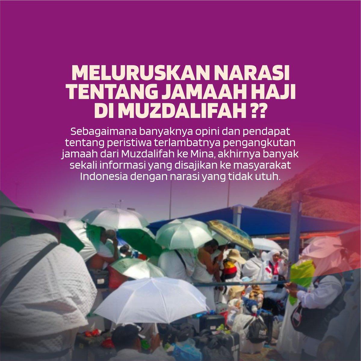 MELURUSKAN NARASI TENTANG JAMAAH HAJI DI MUZDALIFAH

Sebagaimana banyaknya opini tentang peristiwa terlambatnya pengangkutan jamaah dari Muzdalifah ke Mina, akhirnya banyak sekali informasi yang disajikan ke masyarakat Indonesia tidak utuh.

A THREAD
#HajiRamahLansia