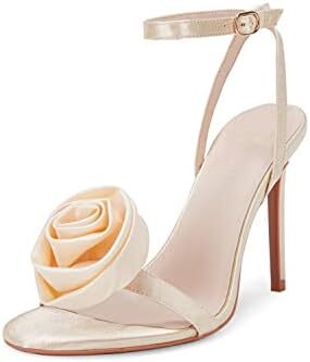 Womens Open Toe Heeled Sandals Flower Ankle Buckle Strap Stiletto High Heels Comfort Slingback Summer Dress Shoes... bit.ly/3NVm6D4