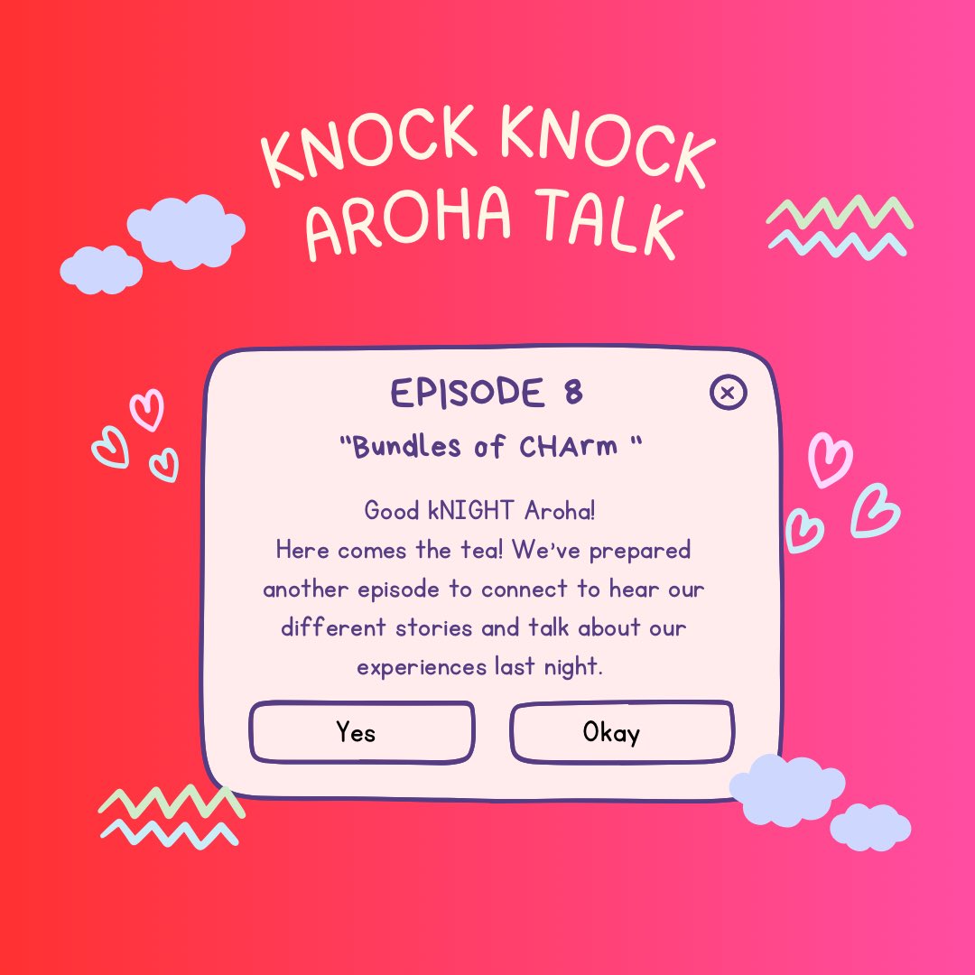 Good evening arohas!!! It’s been a long break but finally WE STILL and back for another exciting episode of “KNOCK KNOCK AROHA TALK!” prepare your story and lets chika chika see you all later at 10pm sa space💜💫

#KnockKnockArohaTalkEp8
#K2ATEp8
#ChaEunWooDunkinPH