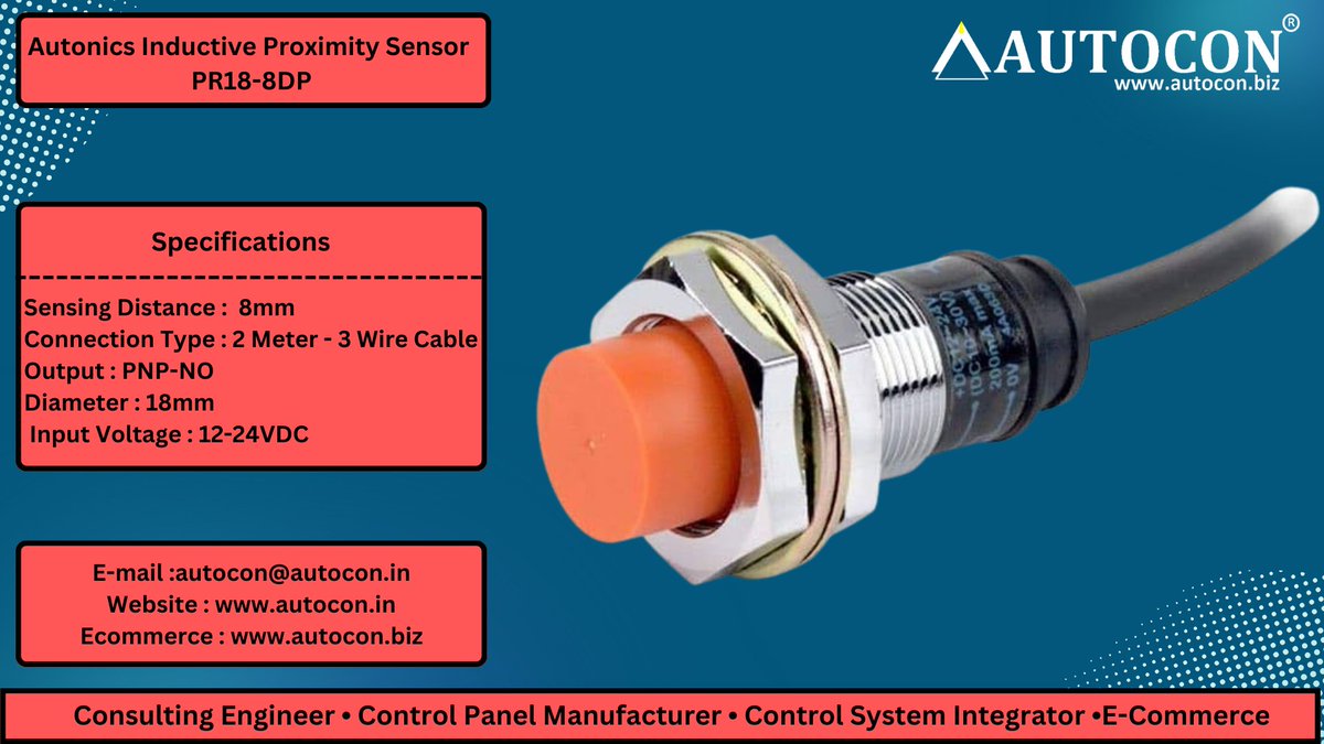 Autocon_Inst's tweet image. Buy Autonics Inductive Proximity Sensor PR18-8DP at : autocon.biz
#autocon #proximitysensor #ecommerce