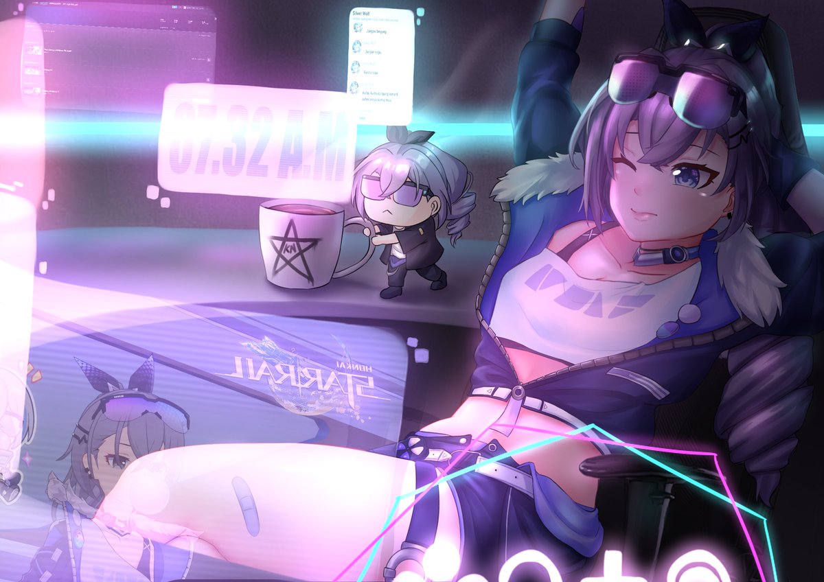 taku_kitsune06's tweet photo. Morning in Silver Wolf's Computer Room

(I'm late to submit the art contest, since I was looking for a different type of contest qwq 
But oh well! 
Gotta follow another contest in the future!)
#HonkaiStarRail https://t.co/zVc2T4oVvl