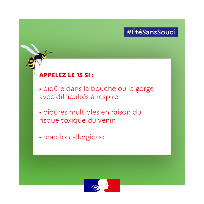 Sante_Gouv's tweet photo. #ÉtéSansSouci ☀ | Vous êtes piqué à la main ? 

Retirez vos bagues pour ne pas gêner la circulation du sang en cas de gonflement.