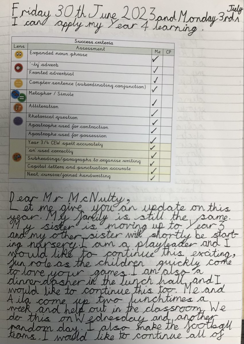 AshBrambles's tweet photo. Year 4 Ash are SUPER excited for their transition morning in 5 Chestnut tomorrow.💌 Each child has written a letter to their new class teacher using @janeconsidine's #TheWriteStuff writing rainbow as a success criteria to show off what they have learnt this year. #BramblesWriting https://t.co/H3CWPkRDGG
