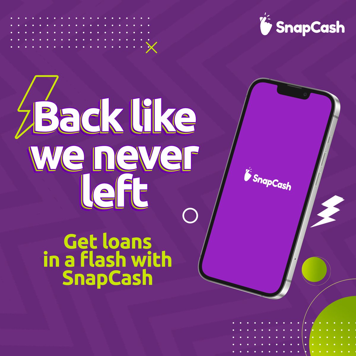 Back and better than ever! 

Need money ASAP? SnapCash has got your back! Say goodbye to long wait times and hello to instant loans. Click link in bio to get started

 #SnapCash #InstantCash #NoMoreWaiting #QuickLoans #NoDelays #QuickApproval #ConvenientLoans