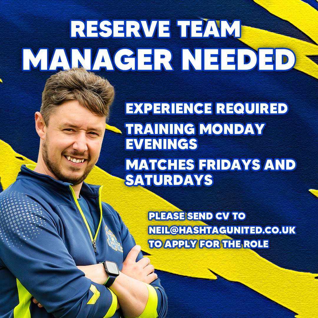 🚨 COACH THE TAGS!

Due to family commitments <a href="/rickyevans14/">ricky evans</a> is stepping away for now as reserves manager. We thank him for his time &amp; hard work in developing the lads last season!

This means that we need a new reserve team gaffer! Get in touch via email👇 if you’re interested!