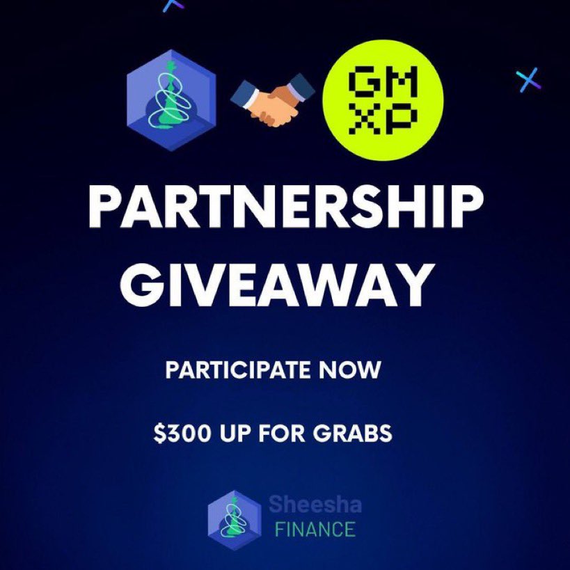 TiarCrypto's tweet photo. 📣 Partnership Giveaway Alert!🤝

🚀Sheesha Finance partner with GamersXP!🥳

💁‍♂️ Be a part of this celebration and participate in our exclusive Gleam campaign to win BIG.💰

Hurry up a reward pool of $300 is waiting for you🤑🤑

👉Participate now: https://t.co/TfEfLMGMbK https://t.co/t8FG9hjn0u