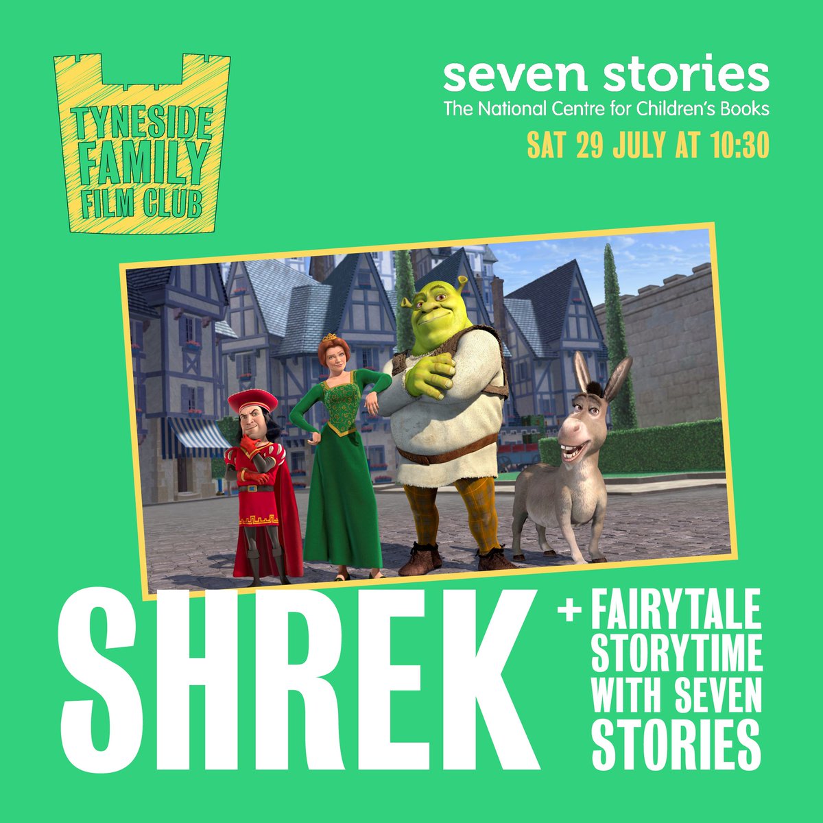 Dress up as your favourite fairy tale character and escape to the swamp of the loveable, multi-layered ogre Shrek, with a family screening of the beloved 2001 animated classic. This will be followed by Storytime and a mini book fair from our friends at @7Stories Book now! 🎟️