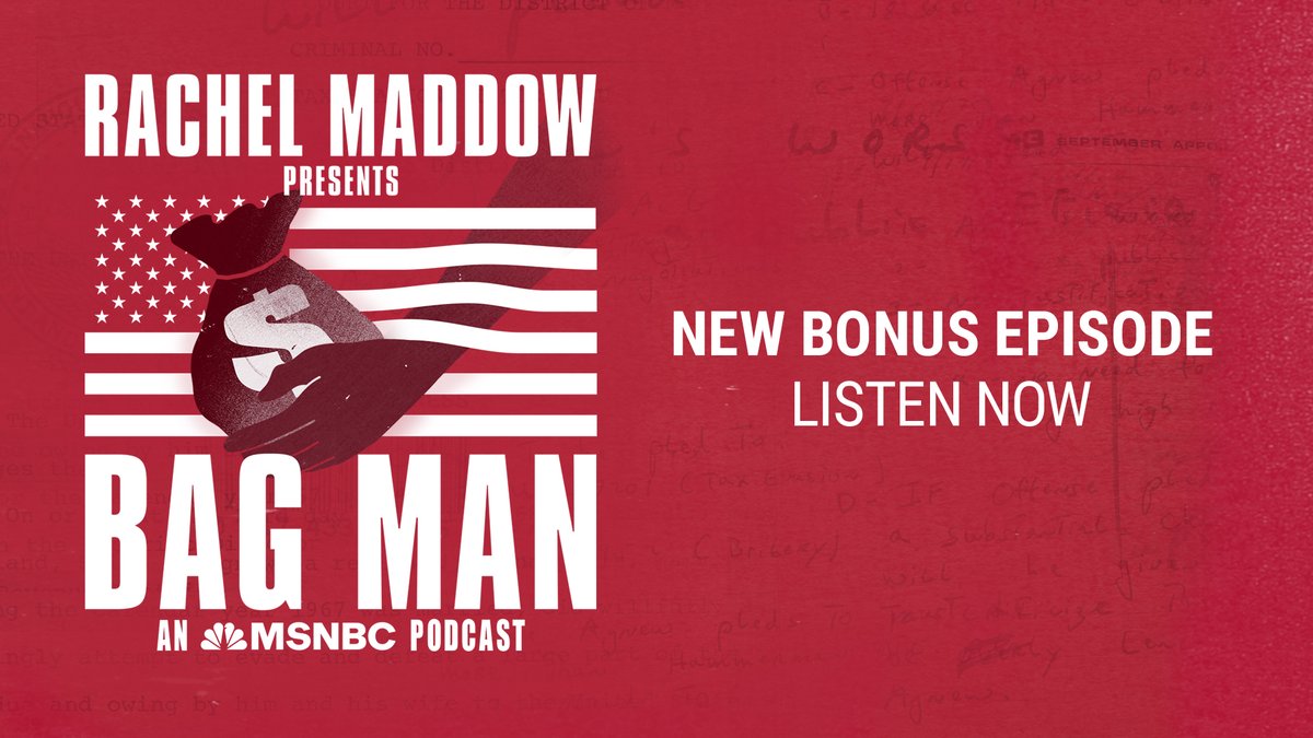 maddow's tweet photo. There are only three prosecutors alive who have experience drawing up federal felony charges against a president or vice president.

So we got them back together for a special Trump Indictment Bonus Episode of our podcast BAG MAN!

Hear it now! 
https://t.co/PW5Z6N64KP https://t.co/hQNVXrwhcl