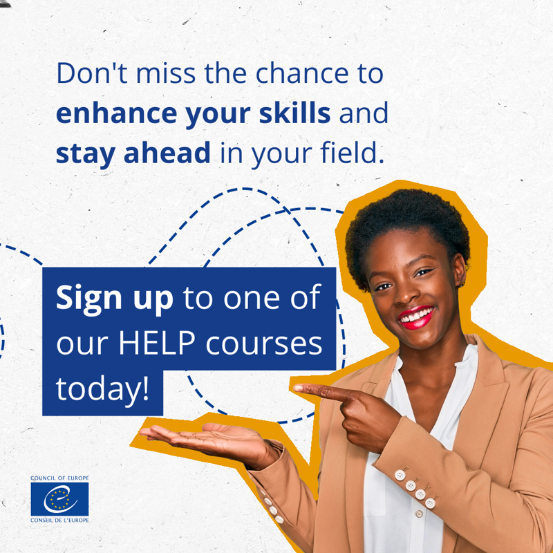 coe's tweet photo. 🎓 Are you a legal professional?
 
👉 Take our free HELP online courses 📚 and learn how to apply the European human rights standards in your daily work.
 
HELP covers a range of #HumanRights topics ⤵️