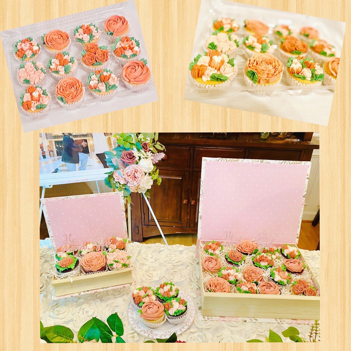 LikealotCakes's tweet photo. Engagement party flowers! We made these beautiful hand-piped flower cupcakes for Tracy’s daughter’s romantic themed party Saturday, celebrating her engagement! A mix of lemon, red velvet, and chocolate with buttercream flowers.#LikealotCakes #cakerlife #jesslife #flowercupcakes https://t.co/nWjHRiKBTi
