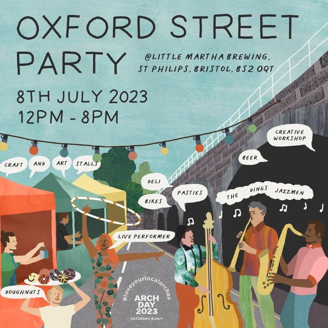 This Saturday! The Oxford Street Party, from 12pm – 8pm!

#Bristol #ARCHDAY #ARCHDAY2023 #loveyourlocalarches #supportindependentbusinesses #supportcommunity