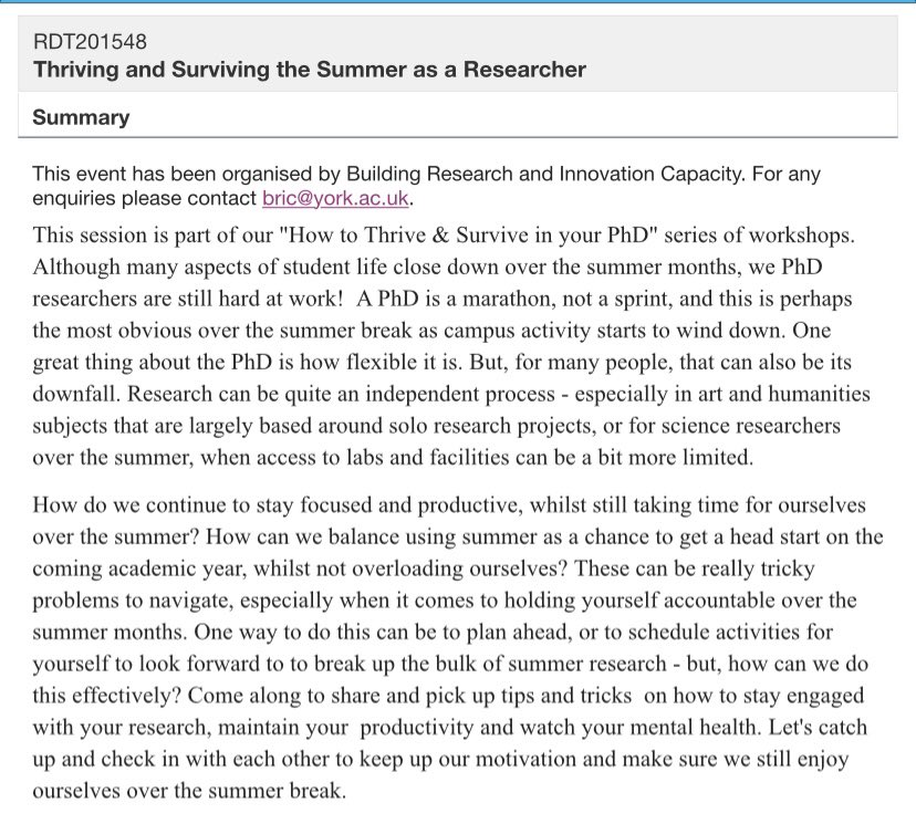 Our ‘Surving the Summer as a Researcher’ session will be taking place on the 9th of Aug. Book your spot now via Skillsforge (link in next tweet!) to check in with your peers  &amp; a guest panel to gather some handy tips on how to make this your best research summer yet! 

☀️📖✏️🌻🍦