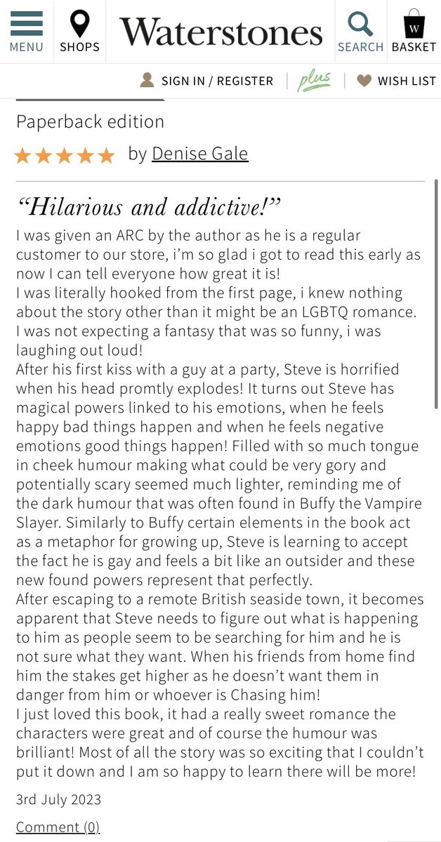 David_Fenne's tweet image. What an absolutely fantastic way to kick of #PubWeek for OVEREMOTIONAL! Another 5-star review on Waterstones 
 🥰 

So glad you liked it @19deedee74 - if anyone has been to @Waterstones in Bromley, you’ll know what a fantastic Bookseller she is!

⭐️⭐️⭐️⭐️⭐️