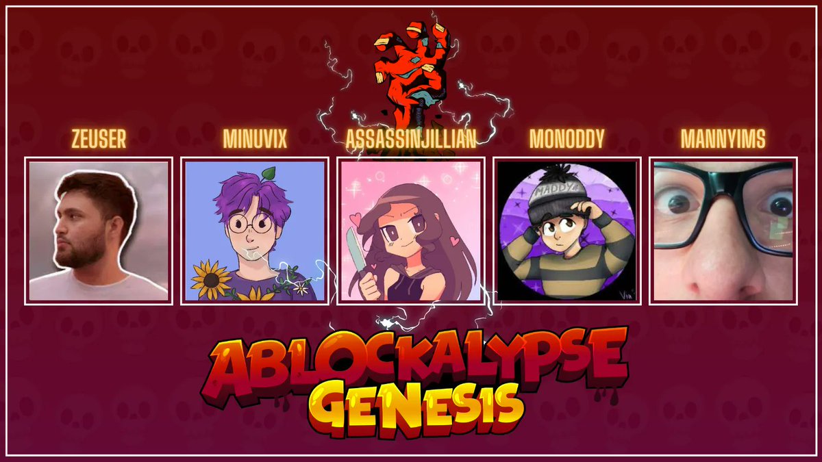 WraithStation's tweet photo. Our next 5 players entering the #Ablockalypse...
โ๏ธ @Zeuseryt
โ๏ธ @minuvix
โ๏ธ @AssassinJillian
โ๏ธ @Monoddyy and
โ๏ธ @MannyIMS
Watch them battle it out against the Infecteds, starting 16th July!
And there's still time to join them - check our pinned tweet ๐ https://t.co/WvXtAnvRQ1