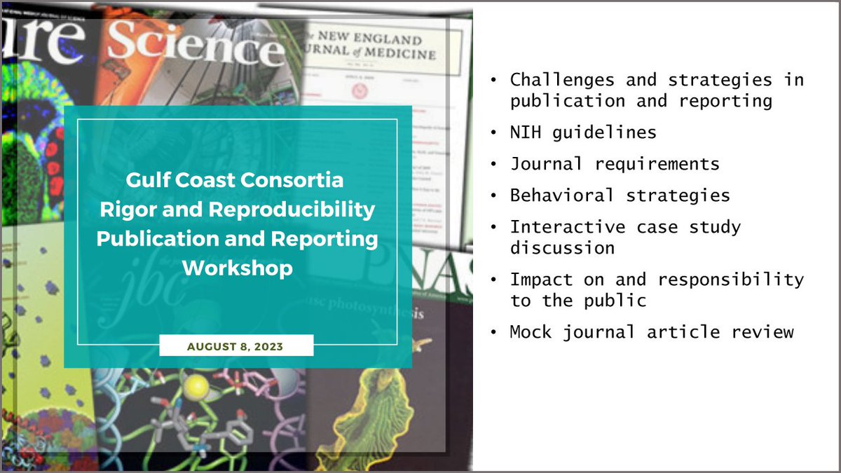 GCC_Research's tweet photo. Register Now: Rigor and Reproducibility Publication and Reporting Workshop, on Aug 8, 2023, from 10 AM - 2 PM - https://t.co/w3abgeAU6K https://t.co/4SXytrmpHa