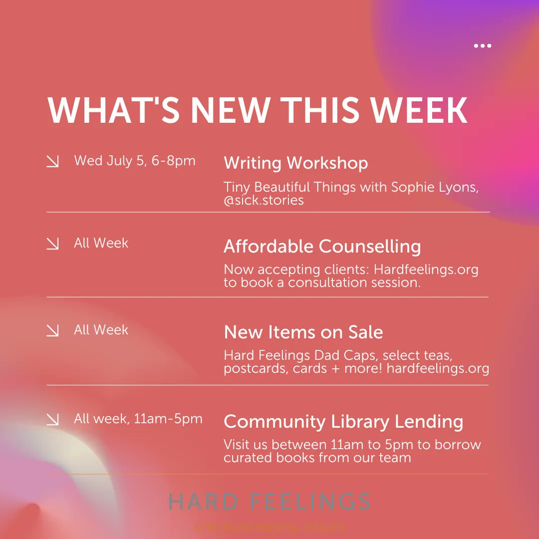 HardFeelingsTO's tweet photo. Happy Monday <3

Check out what's happening in the space this week----> https://t.co/PGh5IXRzu6