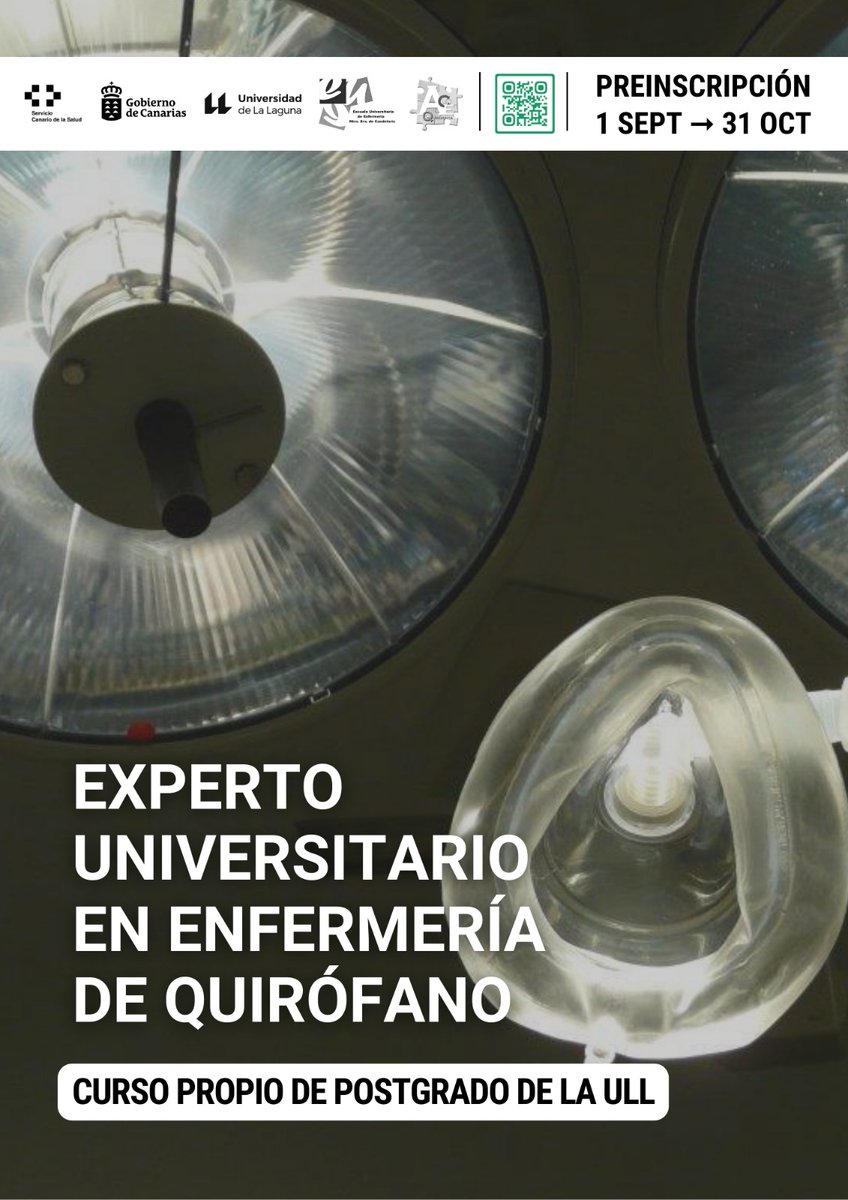 Experto Universitario en Enfermería de Quirófano (SCS-EUENSC-ULL)

ull.es/titulospropios…

#scs #euensc #ull #fjcastrom7