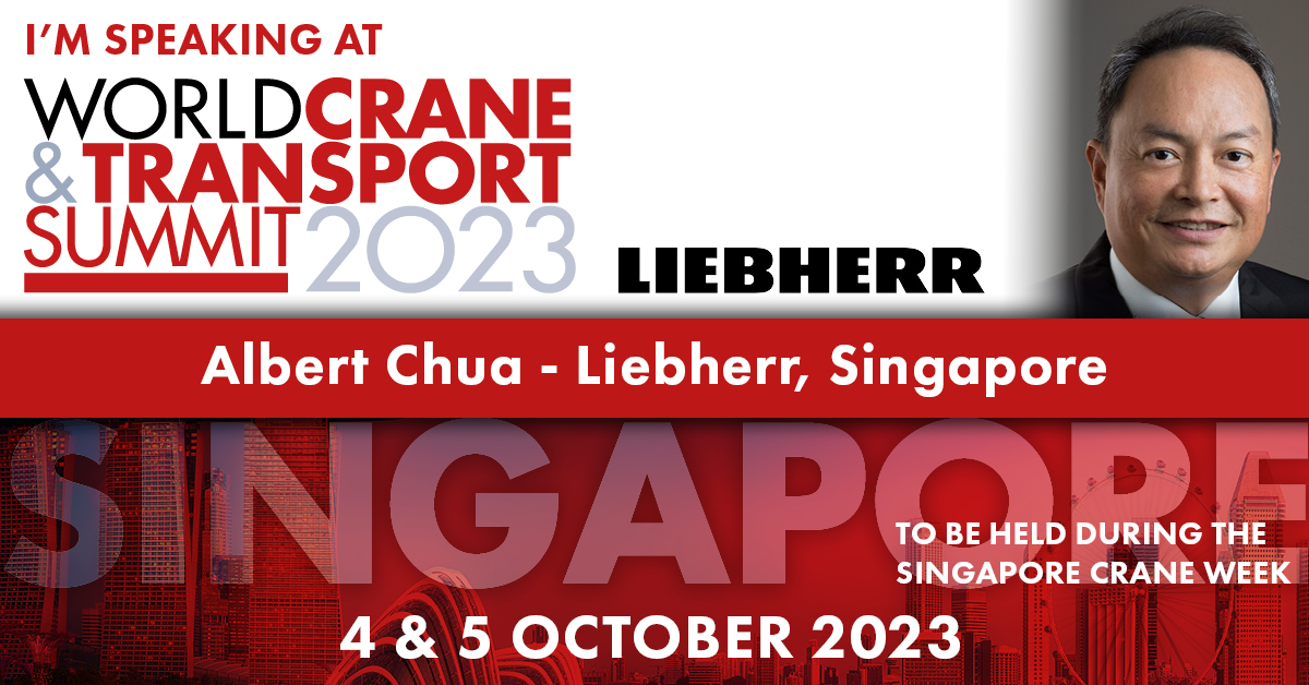 📣 Confirmed speaker for the World Crane and St #WCTS2023

📅 4 &amp; 5 October, Singapore

Albert Chua from <a href="/Liebherr/">Liebherr Group</a> will talk about the topic: Challenges, trends and opportunities - what's affecting the crane business?

Check out the speakers here 👉 lnkd.in/e4qJ7d3C