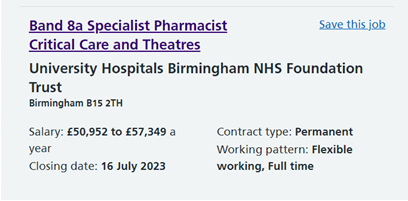 #Vacancy come join #UHB if you are looking for new exciting challenge, we want YOU to apply! We are now recruiting to the Band 8a Specialist Pharmacist #critical #care and Theatres role.  The job reference number is 304-1073466PM  (jobs.nhs.uk)