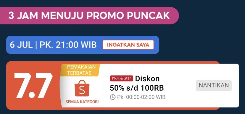 discountfess's tweet photo. 7.7 ada tebak kode-kodean lagi dong😍
Cek juga promo lainnya
↘️ https://t.co/jRaZzeUdqt https://t.co/6HznVaSOfr