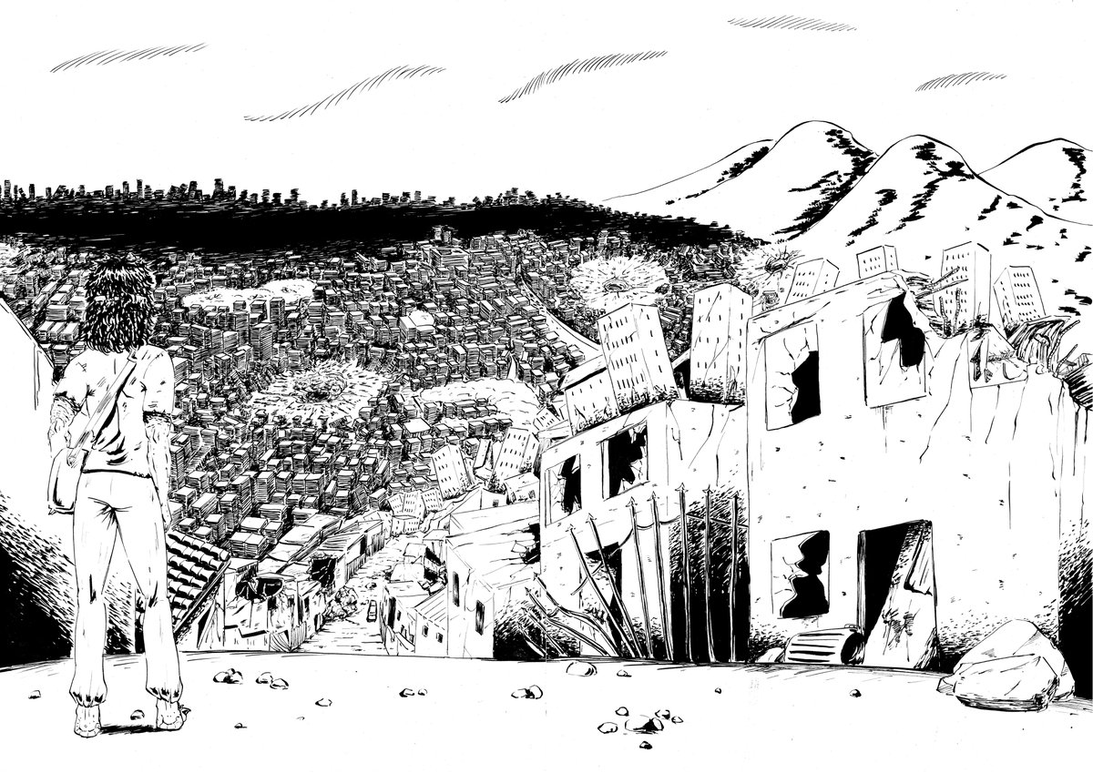 JaniceQuinteros's tweet photo. "36 Días - capitulo 01"         
Pag: 26-27   
Patreon: JaniceQW        
#36dias #if #tinta #plumilla #guerra #ink #nib #blackandwhite #war #apocalypse #drawing #ilustration #zombie #ペン先 #インク https://t.co/AQX7jR05pL