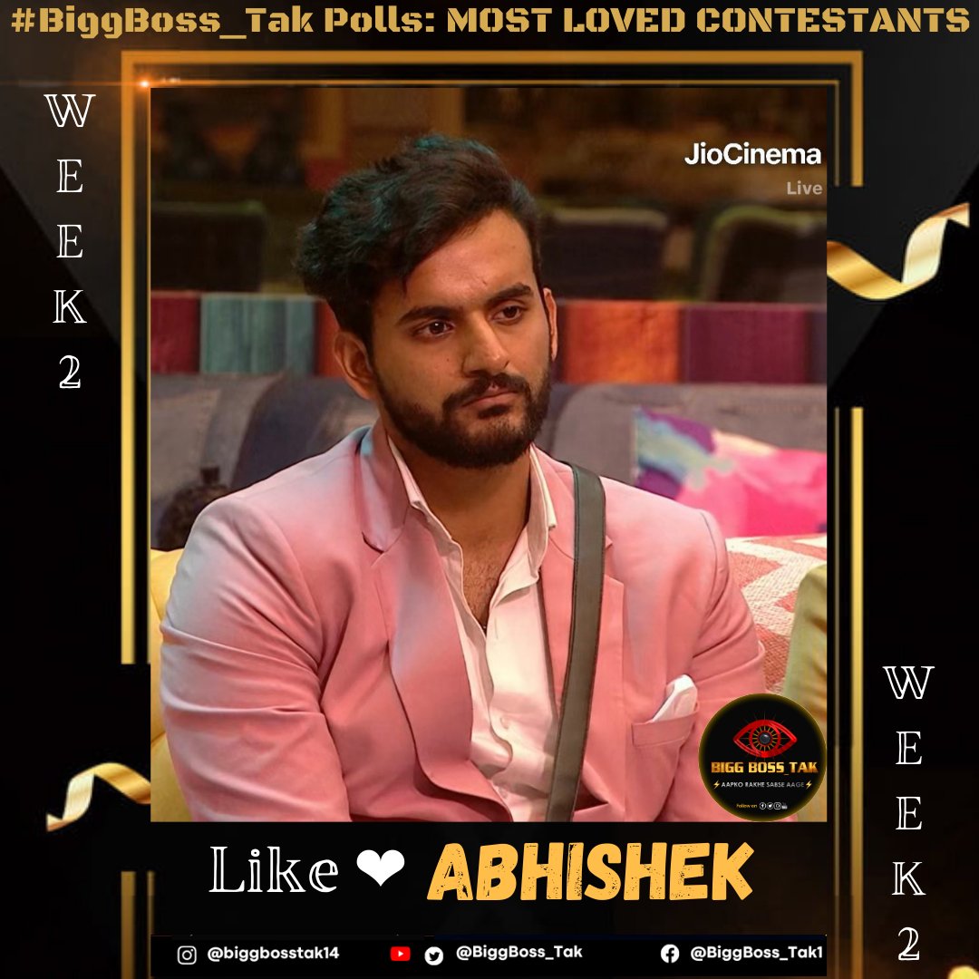 BiggBoss_Tak's tweet photo. #BiggBoss_Tak Poll: #BOTT2 Contestants Weekly Ranking (Week-2)

Like ❤️ If you're supporting #AbhishekMalhan aka #FukraInsaan in #BiggBossOTT2 

Poll to end Tomorrow (Tuesday) 9pm

#BBOTT2WithBiggBoss_Tak https://t.co/GHMxXfVEjp