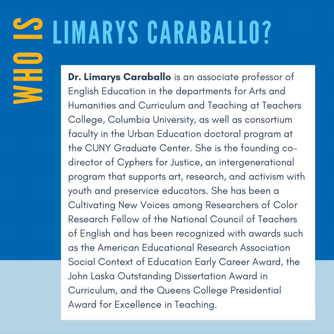 ReimagineEdTC's tweet photo. #RESI2023 wouldn’t be the same without being joined by one of @teacherscollege’s finest — @limaryscaraballo! We are always so grateful to be joined by Professor Caraballo and the @cyphersforjustice.
#itsjustgoodteaching #thisweknow #reimagineEdTC https://t.co/O4gEtirPOc