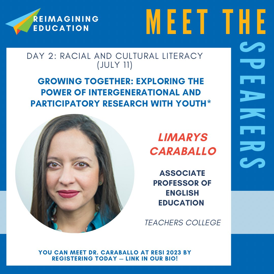 ReimagineEdTC's tweet photo. #RESI2023 wouldn’t be the same without being joined by one of @teacherscollege’s finest — @limaryscaraballo! We are always so grateful to be joined by Professor Caraballo and the @cyphersforjustice.
#itsjustgoodteaching #thisweknow #reimagineEdTC https://t.co/O4gEtirPOc